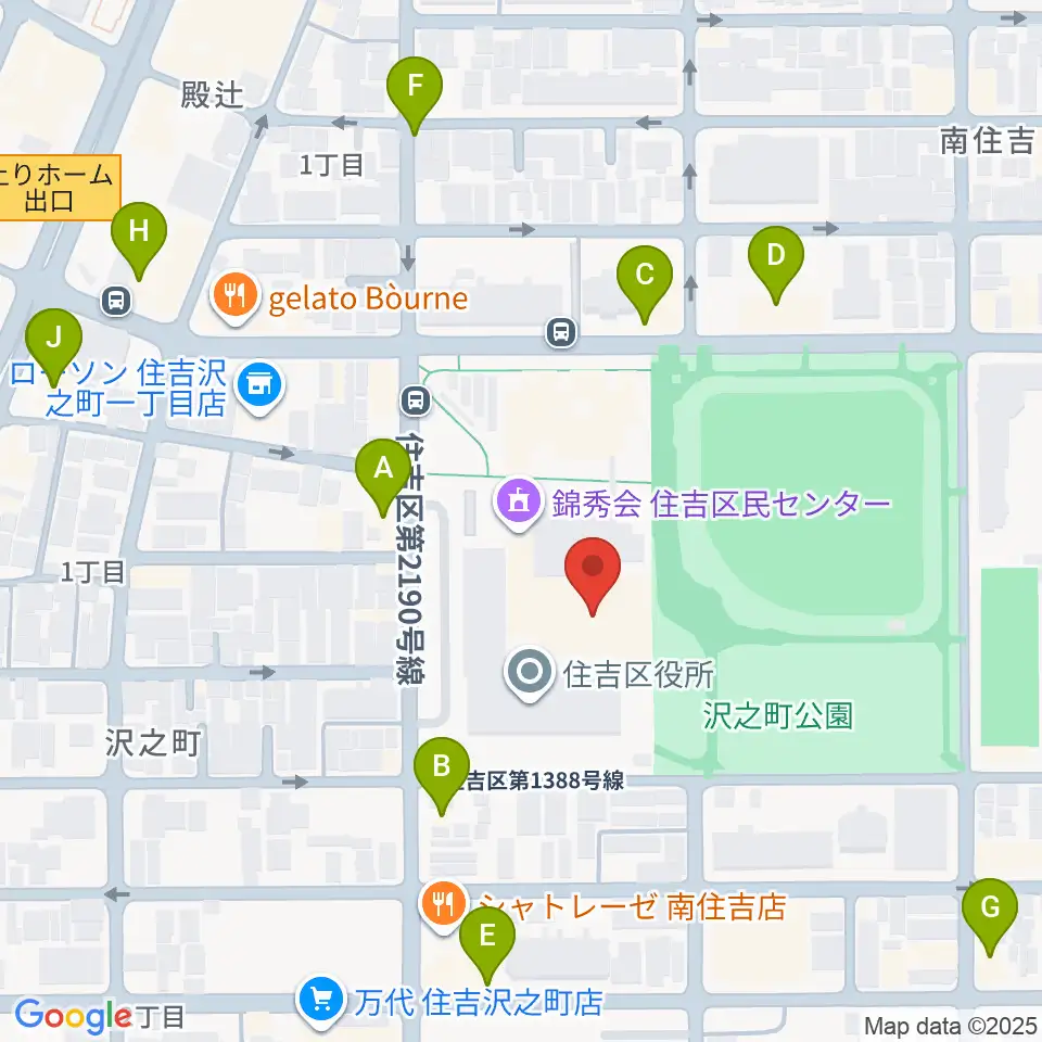 錦秀会 住吉区民センター周辺のファミレス・ファーストフード一覧地図