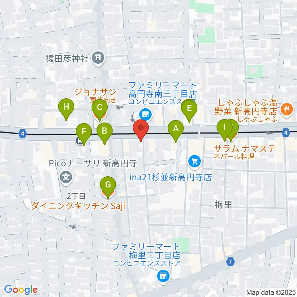 OTOlab周辺のファミレス・ファーストフード一覧地図