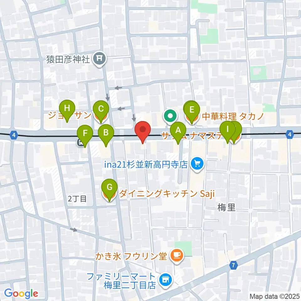 OTOlab周辺のファミレス・ファーストフード一覧地図