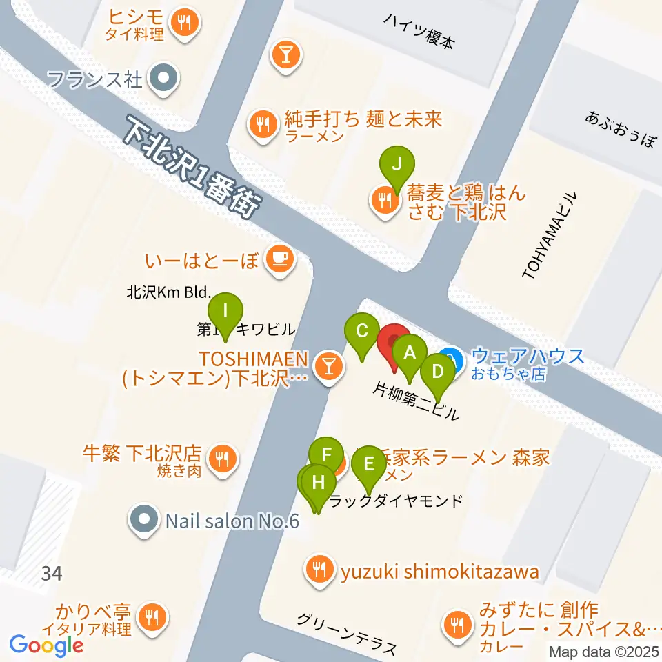 下北沢ムムリック・マーフィー周辺のファミレス・ファーストフード一覧地図