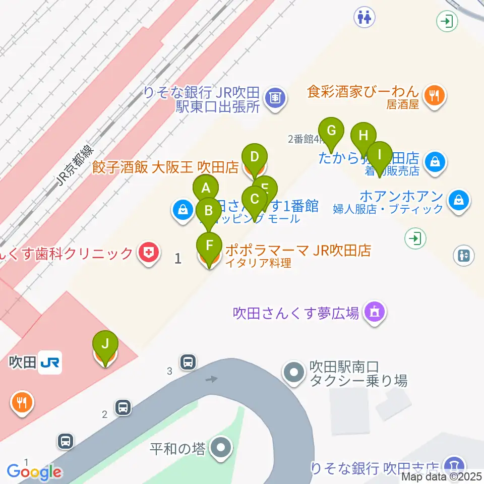 さんくすホール周辺のファミレス・ファーストフード一覧地図