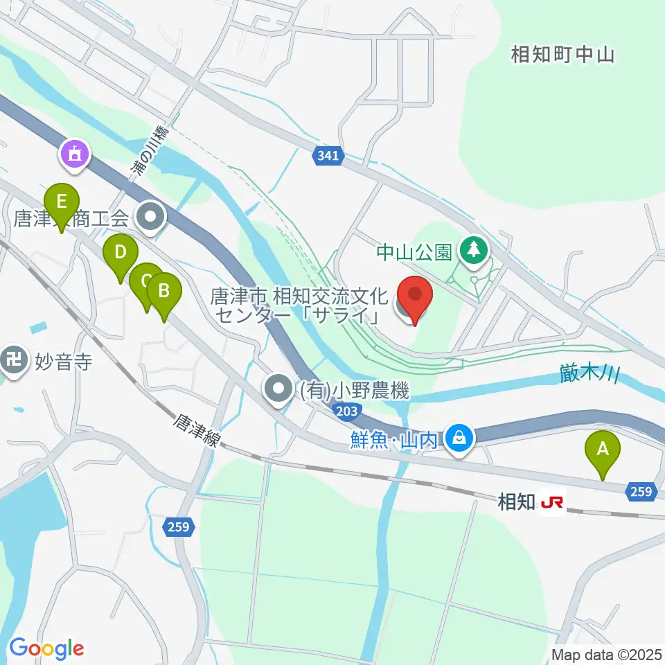 相知交流文化センター周辺のファミレス・ファーストフード一覧地図
