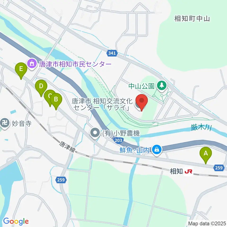相知交流文化センター周辺のファミレス・ファーストフード一覧地図