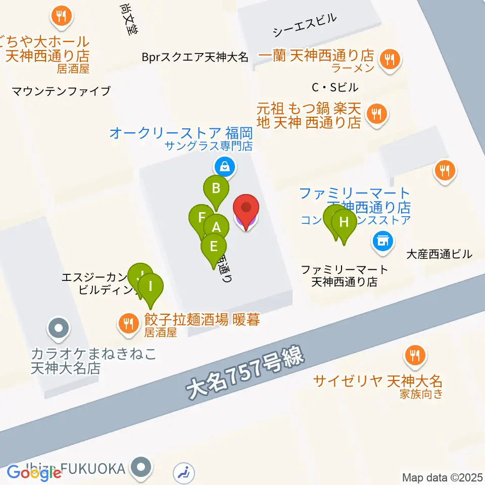 大名SQUARE GARDEN周辺のファミレス・ファーストフード一覧地図