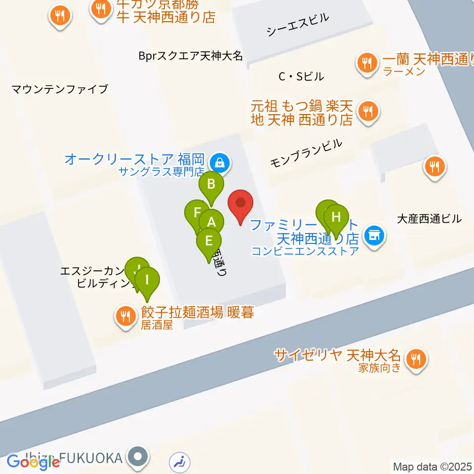 大名SQUARE GARDEN周辺のファミレス・ファーストフード一覧地図