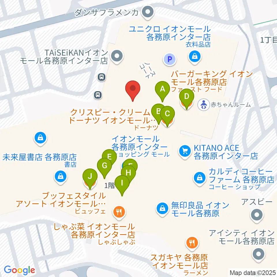ロッキン岐阜店周辺のファミレス・ファーストフード一覧地図