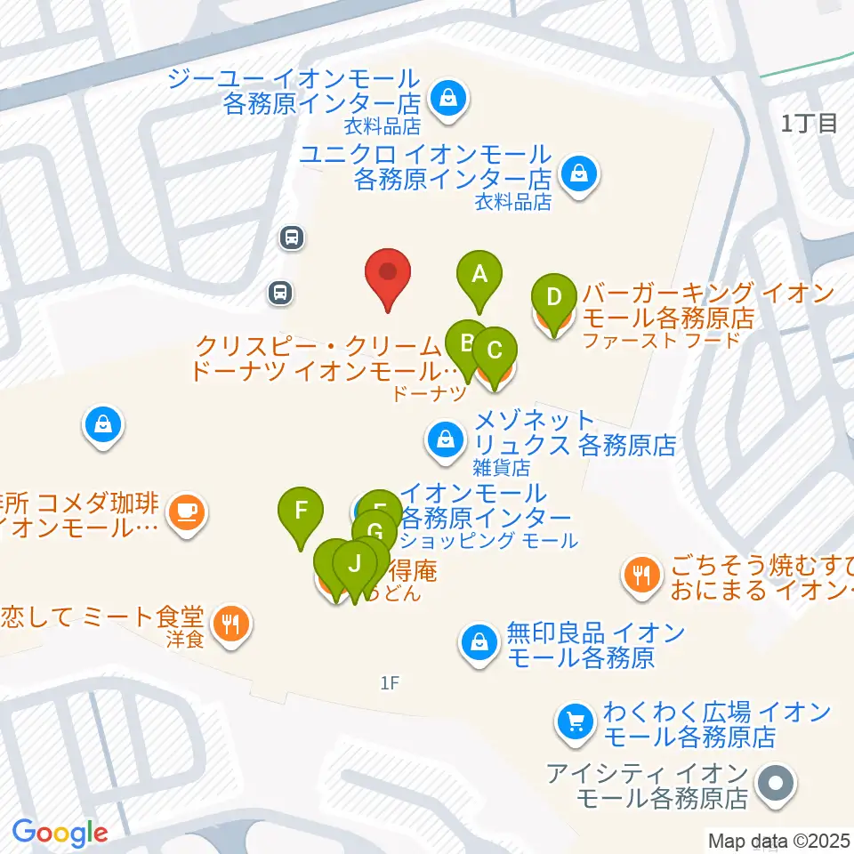 ロッキン岐阜店周辺のファミレス・ファーストフード一覧地図