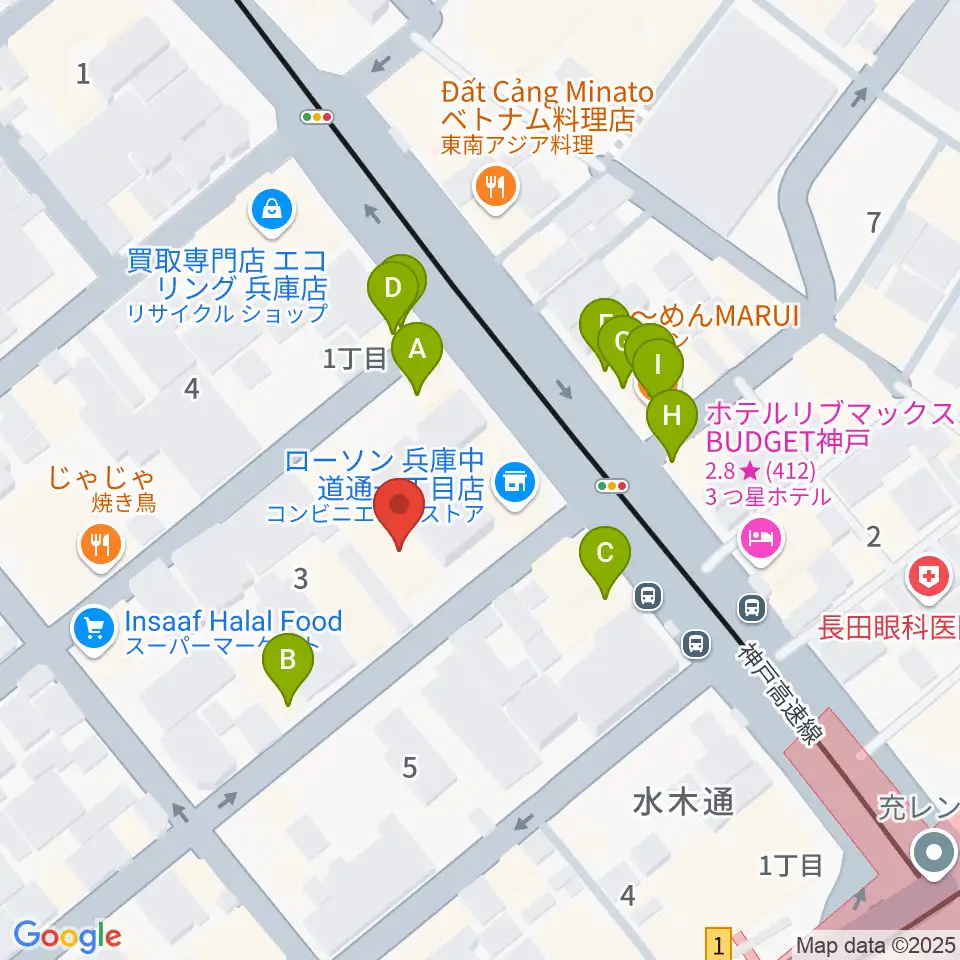 ダイヤ通音楽ホール周辺のファミレス・ファーストフード一覧地図