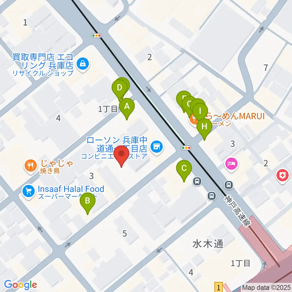 ダイヤ通音楽ホール周辺のファミレス・ファーストフード一覧地図
