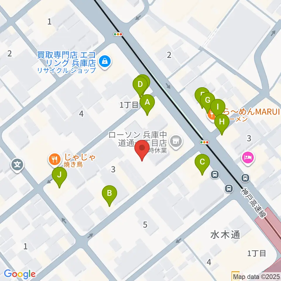 ダイヤ通音楽ホール周辺のファミレス・ファーストフード一覧地図
