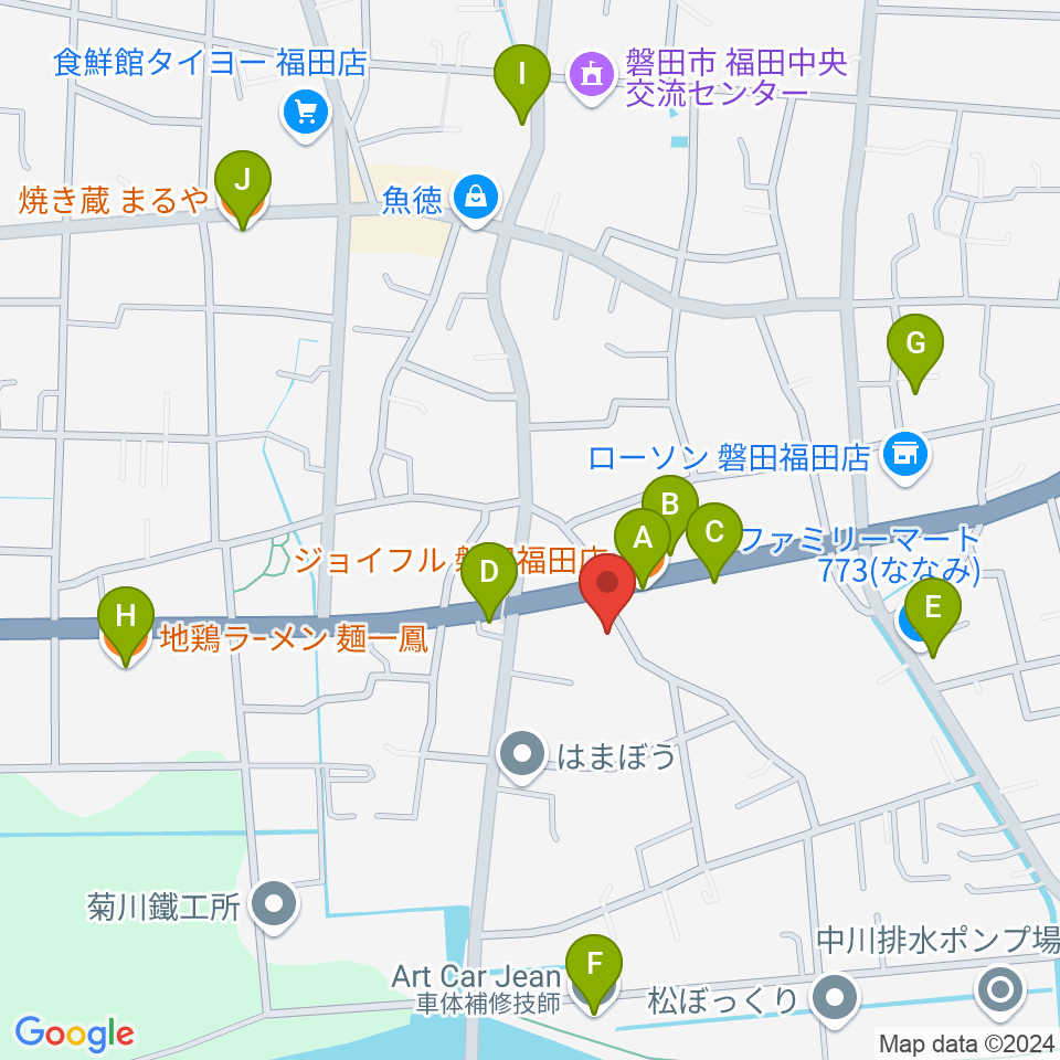 ドルチェ倉庫周辺のファミレス・ファーストフード一覧地図