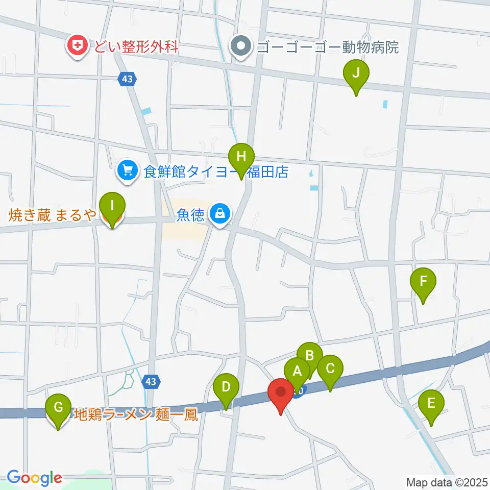 ドルチェ倉庫周辺のファミレス・ファーストフード一覧地図