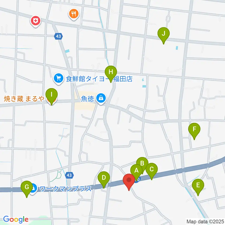 ドルチェ倉庫周辺のファミレス・ファーストフード一覧地図
