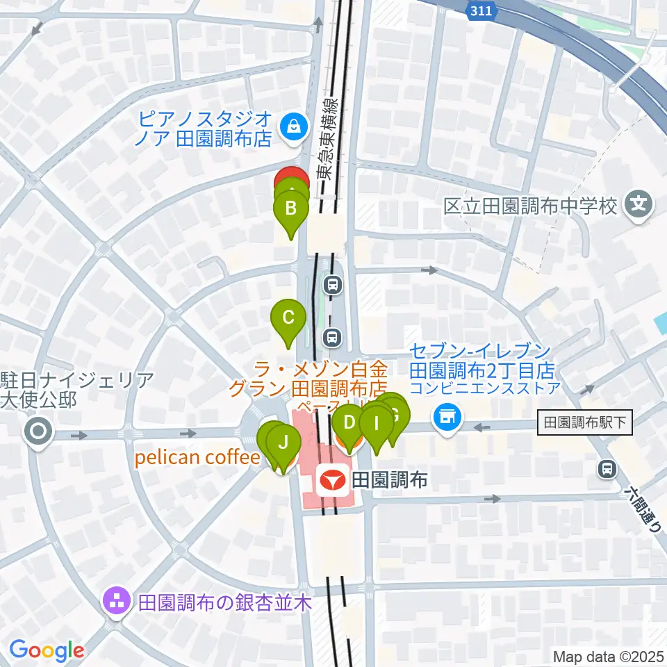 ピアノ調律センター サロン・ド・ウツノミヤ周辺のファミレス・ファーストフード一覧地図