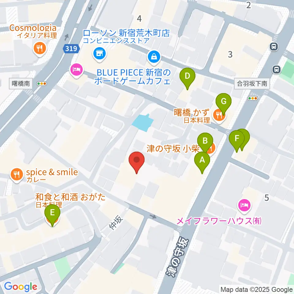 四谷ボビーズ周辺のファミレス・ファーストフード一覧地図