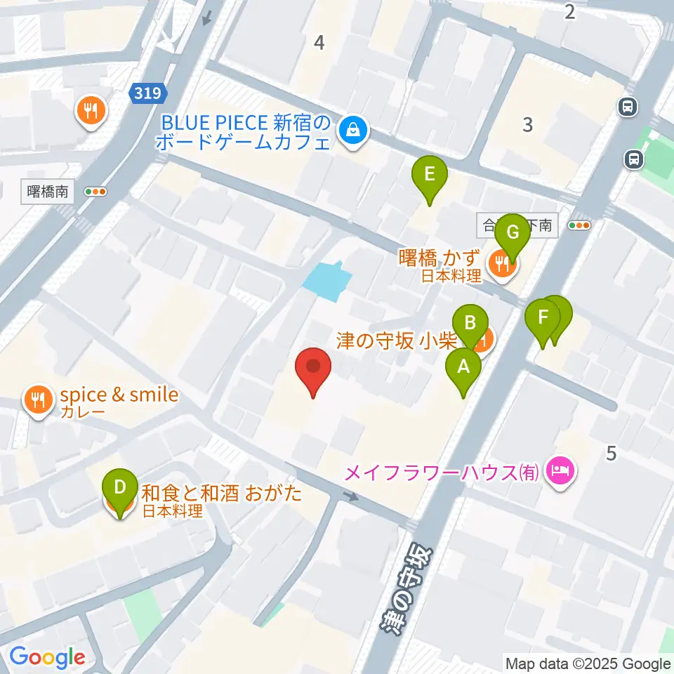 四谷ボビーズ周辺のファミレス・ファーストフード一覧地図