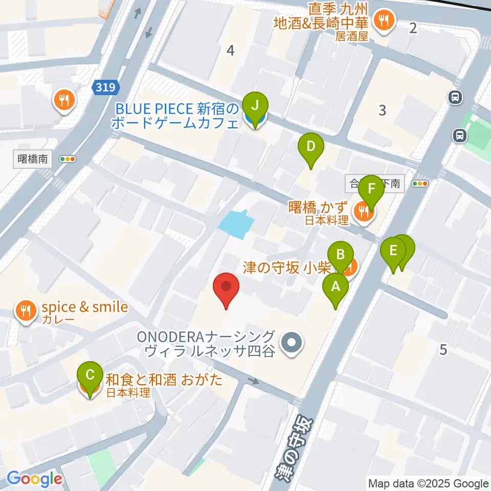 四谷ボビーズ周辺のファミレス・ファーストフード一覧地図