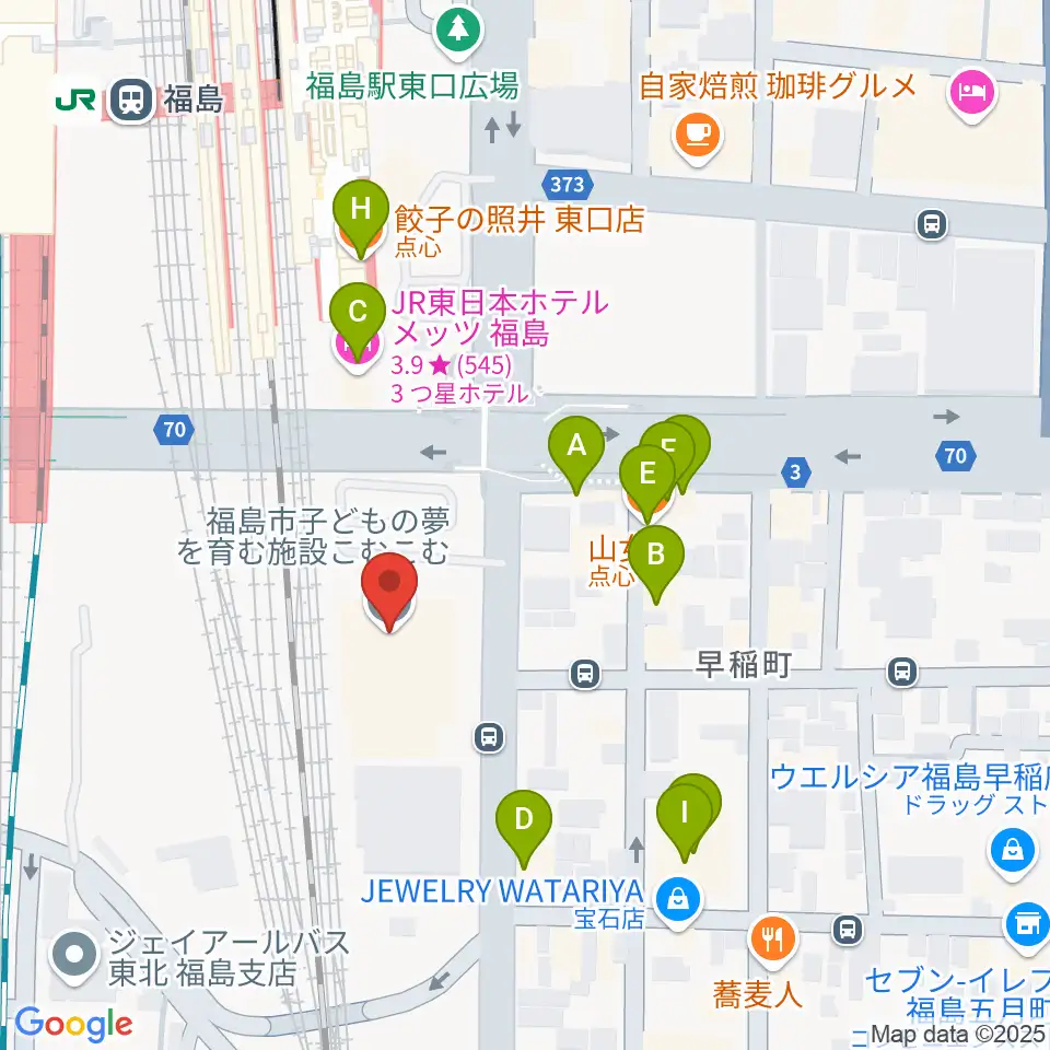 こむこむ館周辺のファミレス・ファーストフード一覧地図