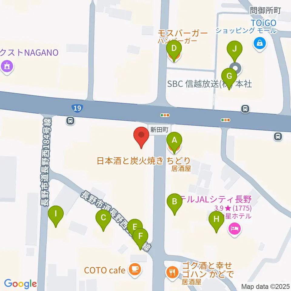 もんぜんぷら座周辺のファミレス・ファーストフード一覧地図