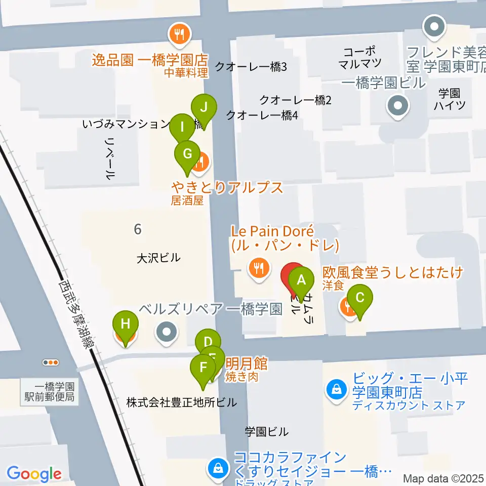 学園坂スタジオ周辺のファミレス・ファーストフード一覧地図