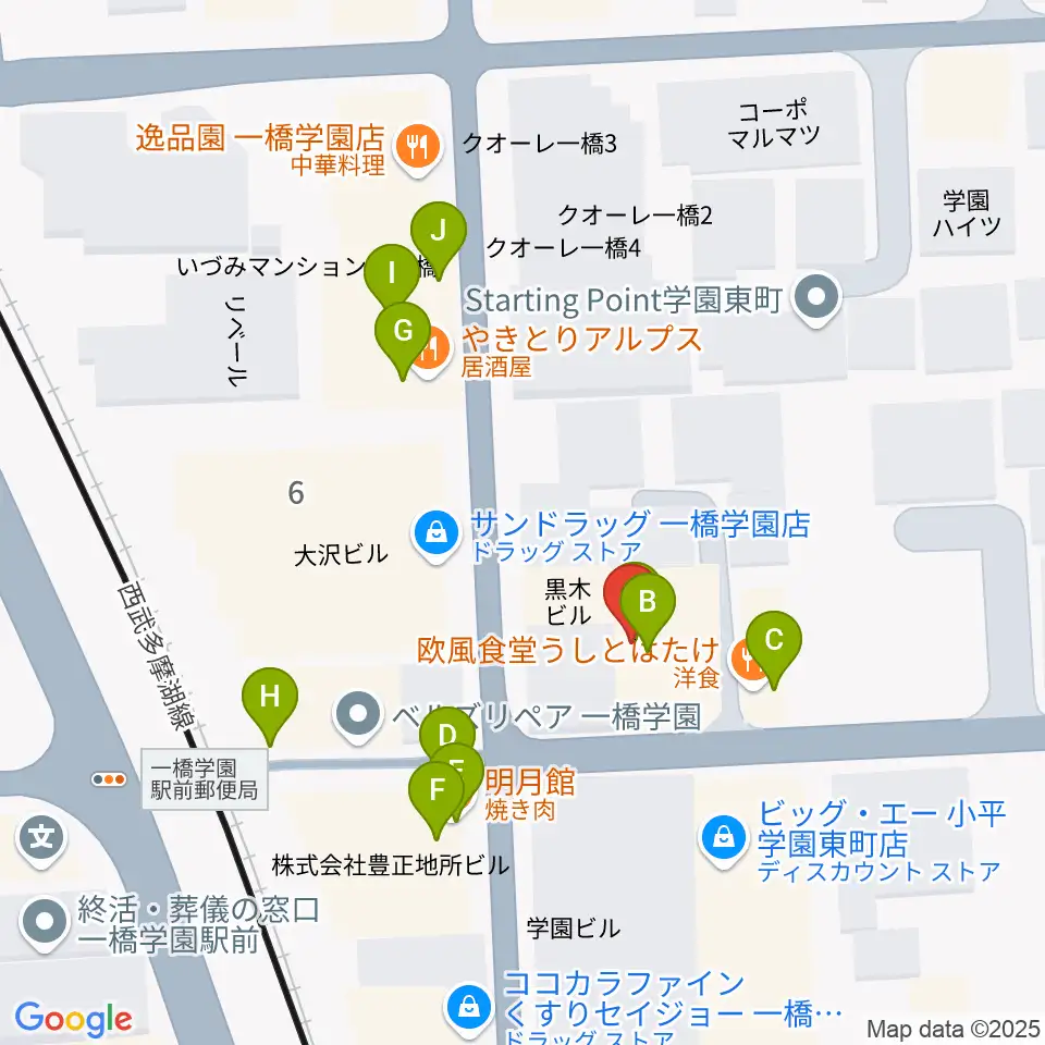学園坂スタジオ周辺のファミレス・ファーストフード一覧地図