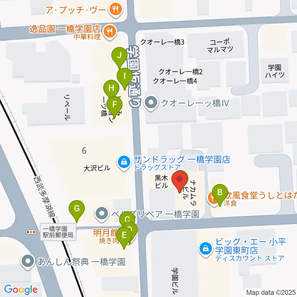 学園坂スタジオ周辺のファミレス・ファーストフード一覧地図