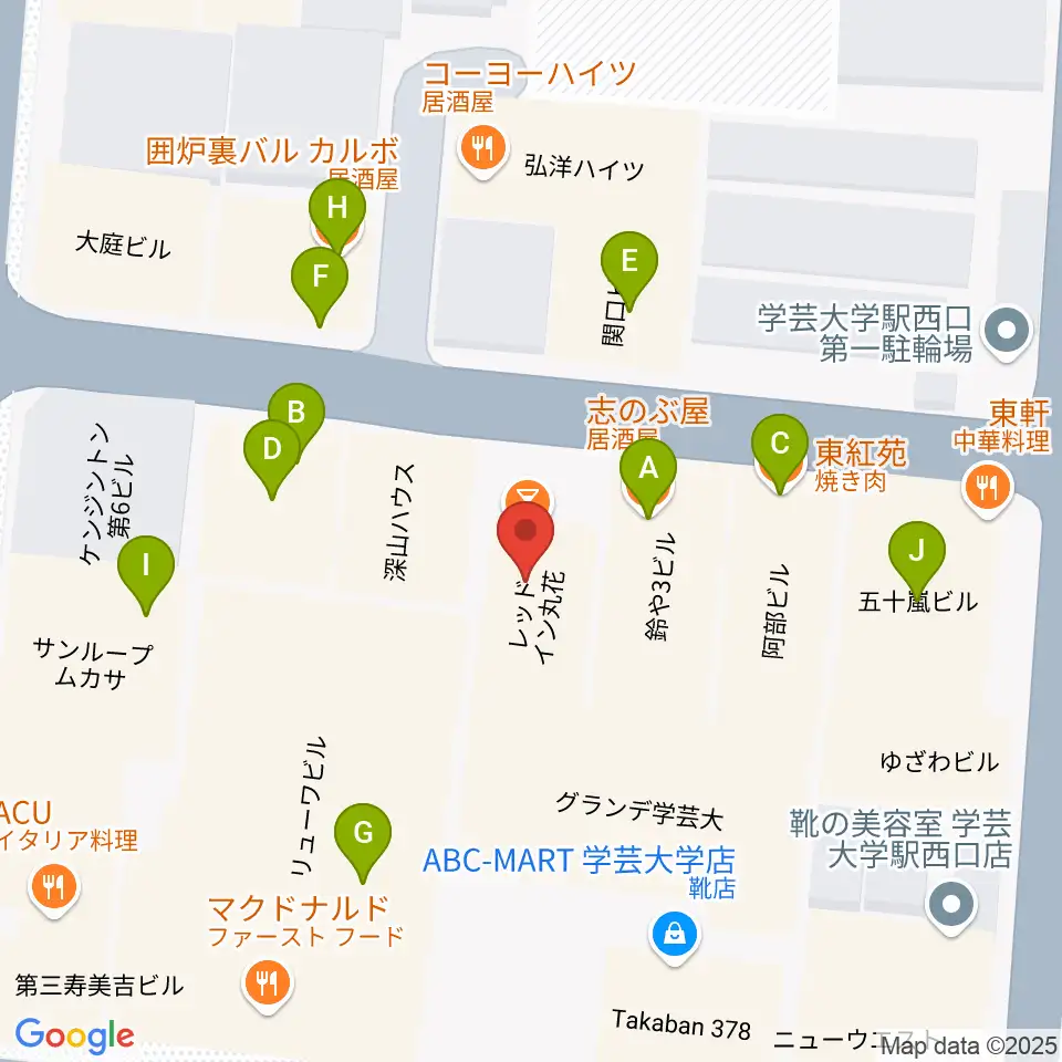 アジアンカフェ周辺のファミレス・ファーストフード一覧地図