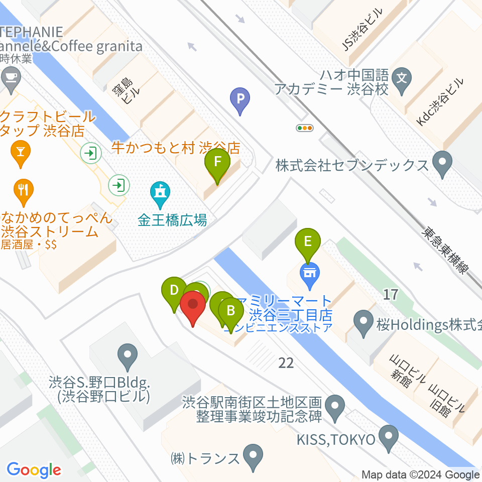 渋谷のラジオ周辺のファミレス・ファーストフード一覧地図