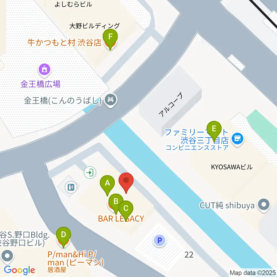 渋谷のラジオ周辺のファミレス・ファーストフード一覧地図