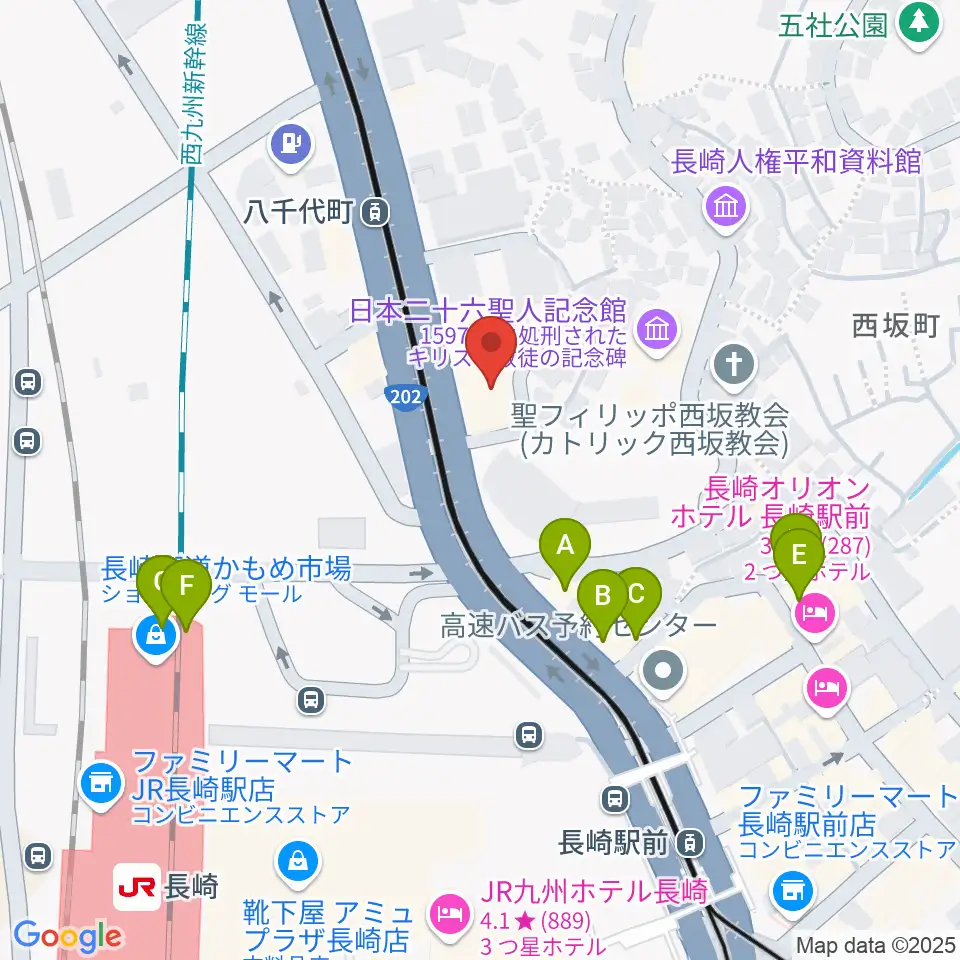 島村楽器 長崎駅前店周辺のファミレス・ファーストフード一覧地図