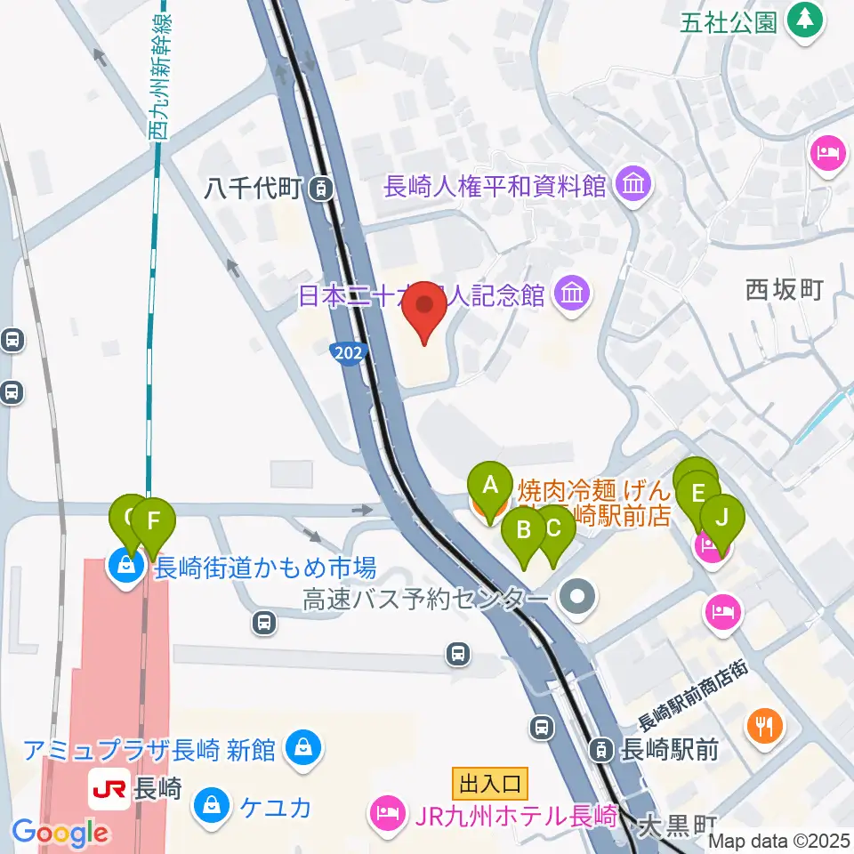 島村楽器 長崎駅前店周辺のファミレス・ファーストフード一覧地図