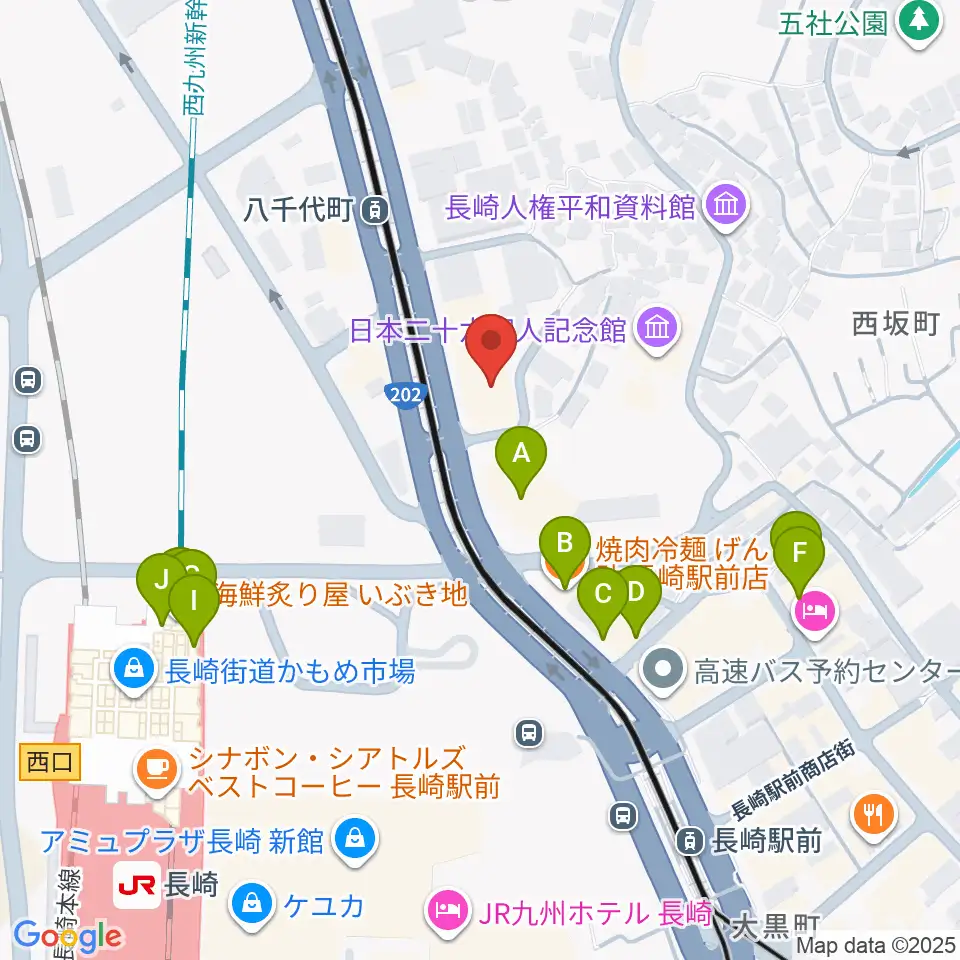 島村楽器 長崎駅前店周辺のファミレス・ファーストフード一覧地図