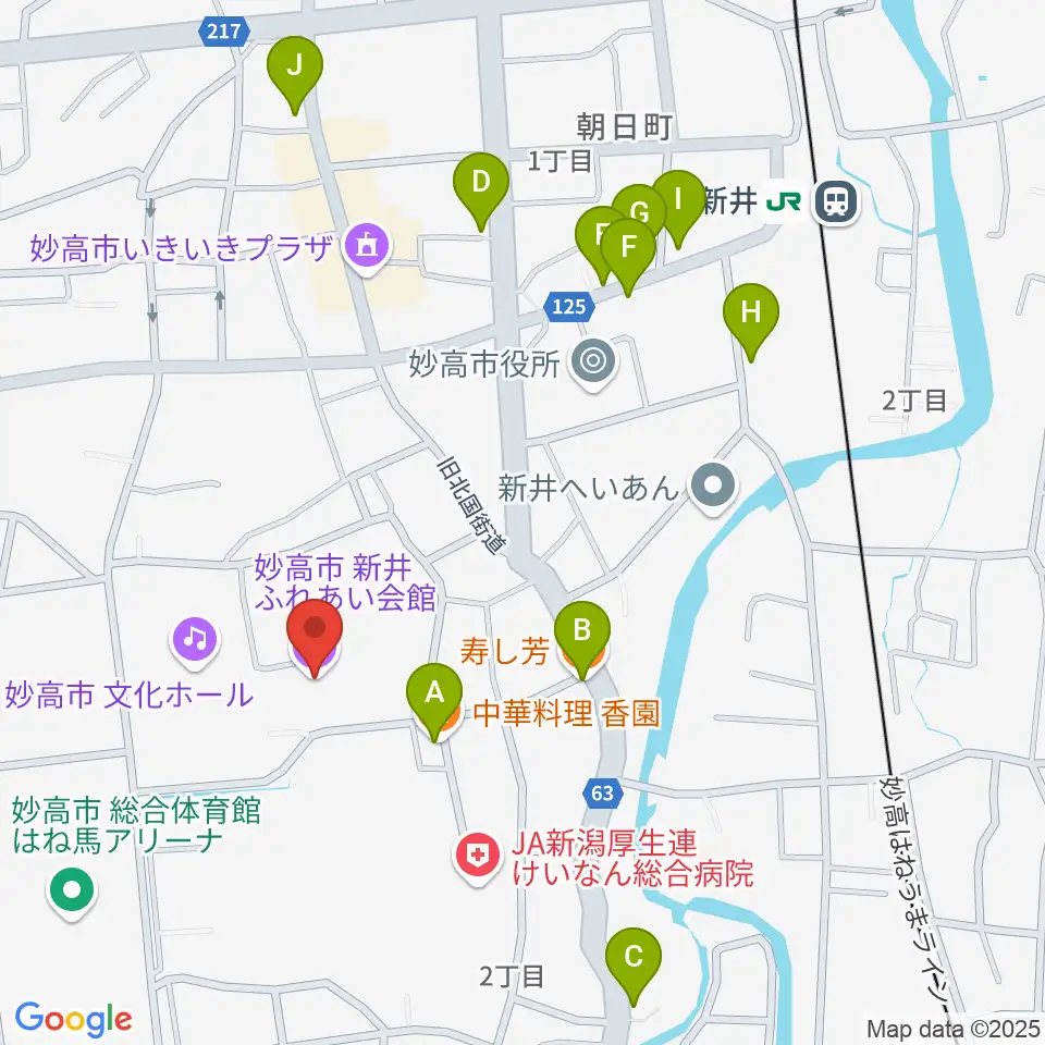 新井ふれあい会館周辺のファミレス・ファーストフード一覧地図