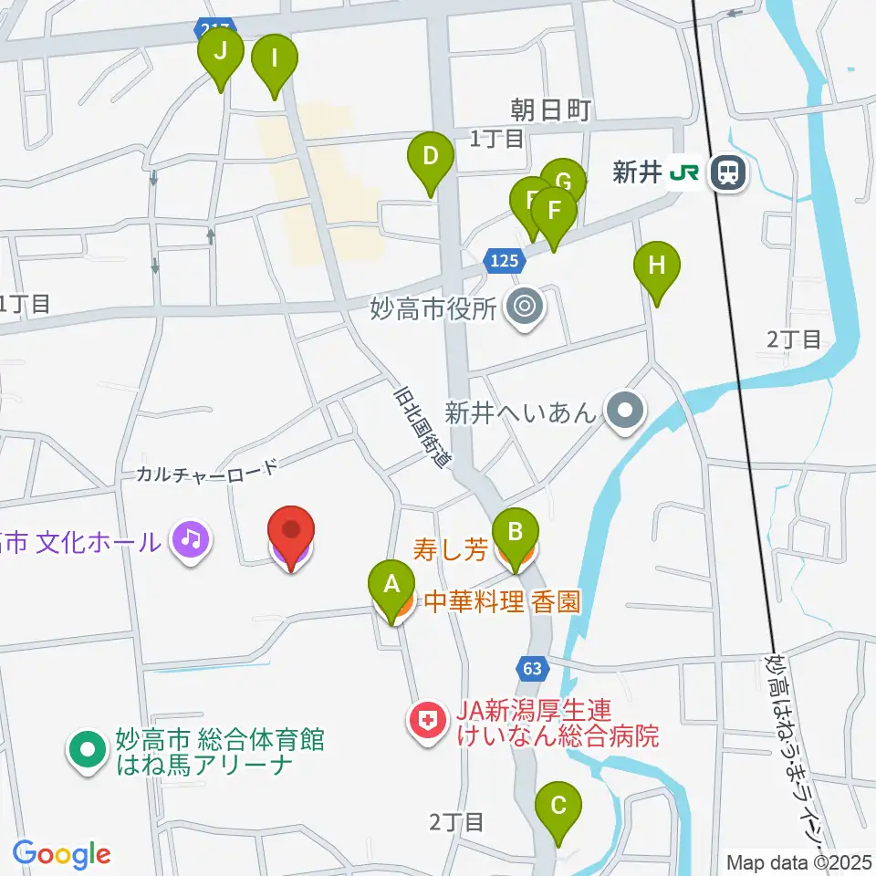 新井ふれあい会館周辺のファミレス・ファーストフード一覧地図