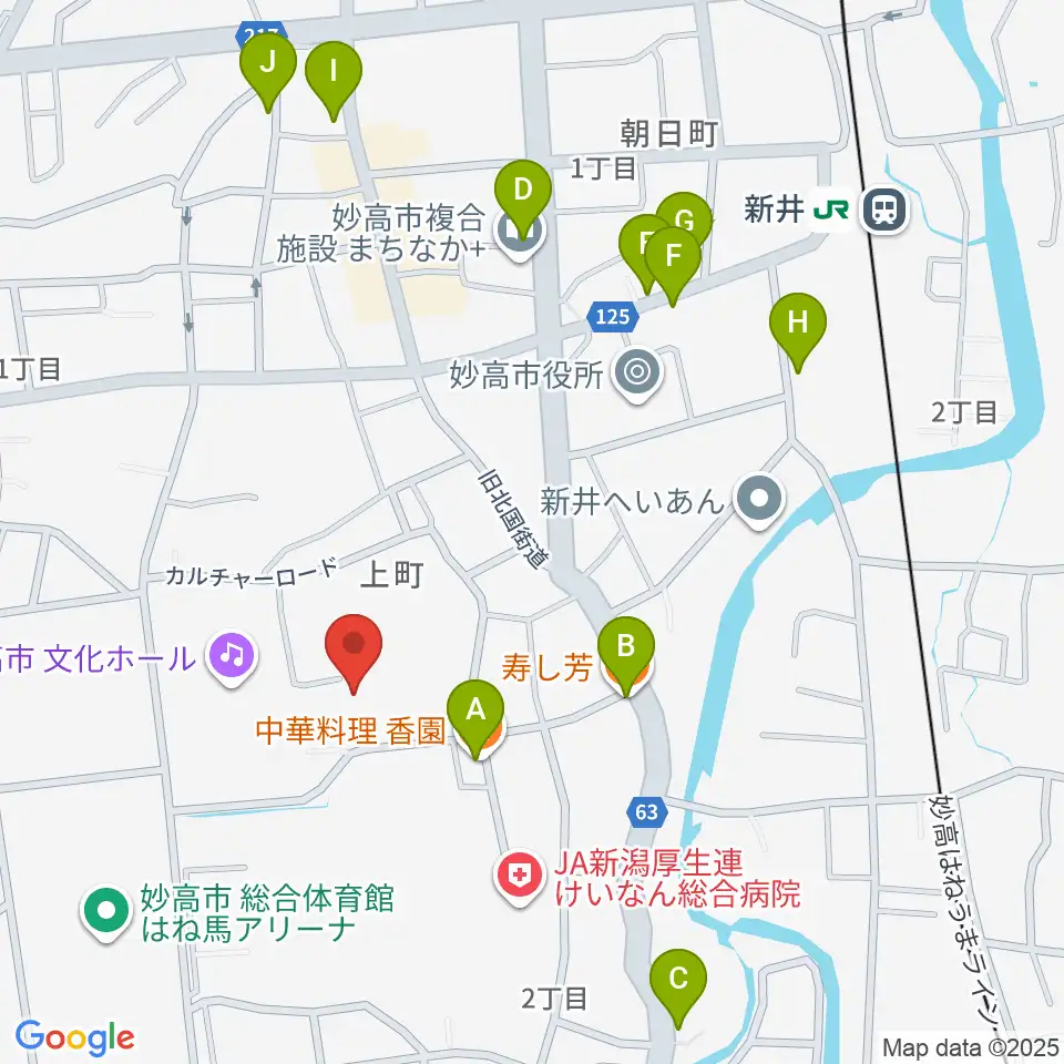新井ふれあい会館周辺のファミレス・ファーストフード一覧地図