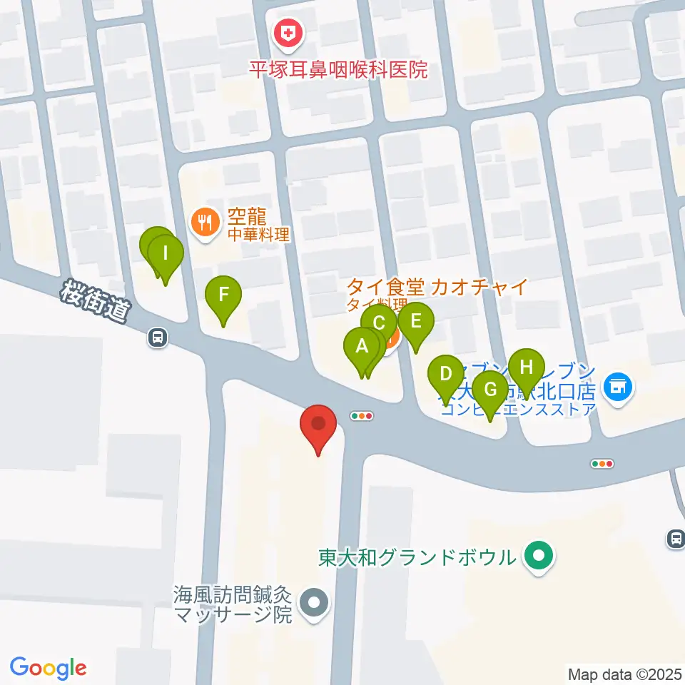 アンフィニカスタムワークス周辺のファミレス・ファーストフード一覧地図