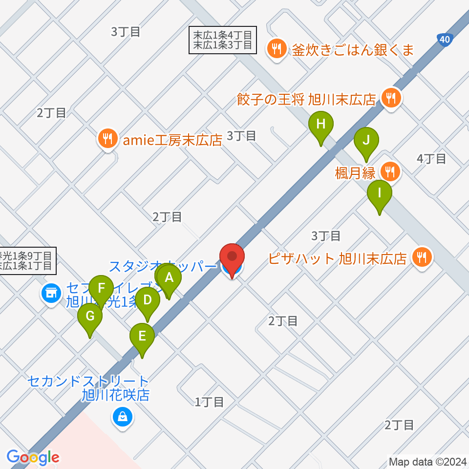 スタジオホッパー周辺のファミレス・ファーストフード一覧地図