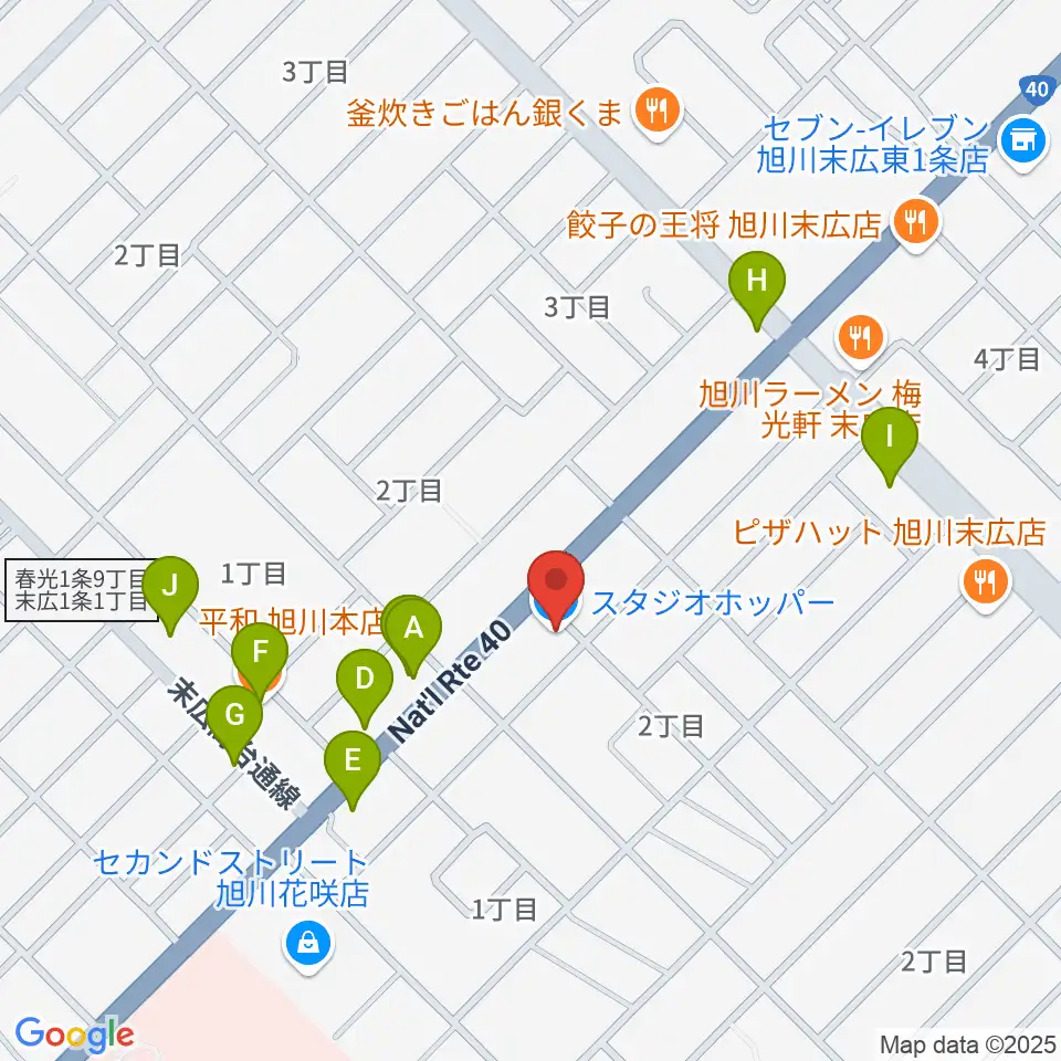 スタジオホッパー周辺のファミレス・ファーストフード一覧地図