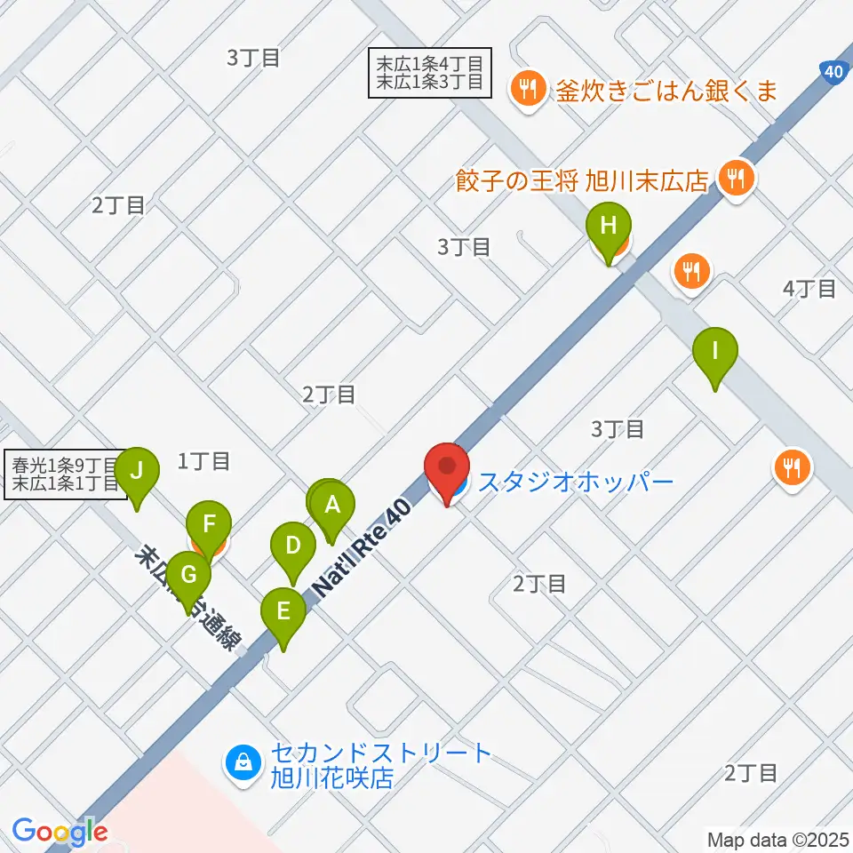 スタジオホッパー周辺のファミレス・ファーストフード一覧地図