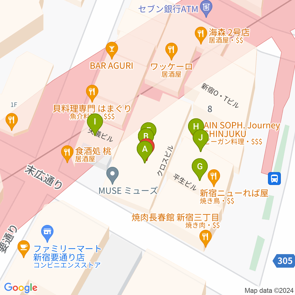 Jazz PolkaDots周辺のファミレス・ファーストフード一覧地図