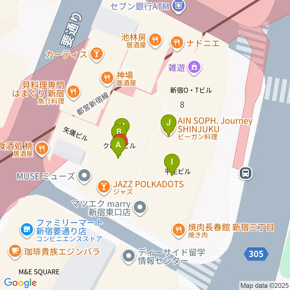 Jazz PolkaDots周辺のファミレス・ファーストフード一覧地図