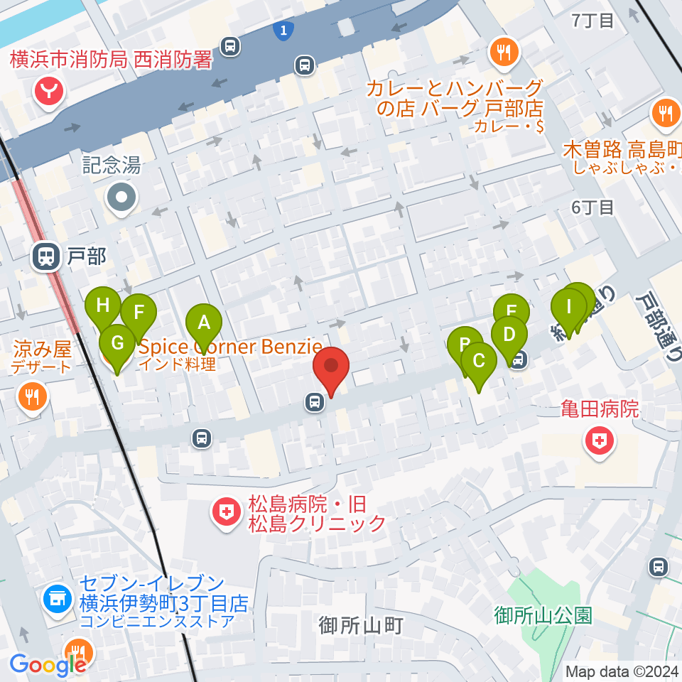 ボヌールサロン周辺のファミレス・ファーストフード一覧地図