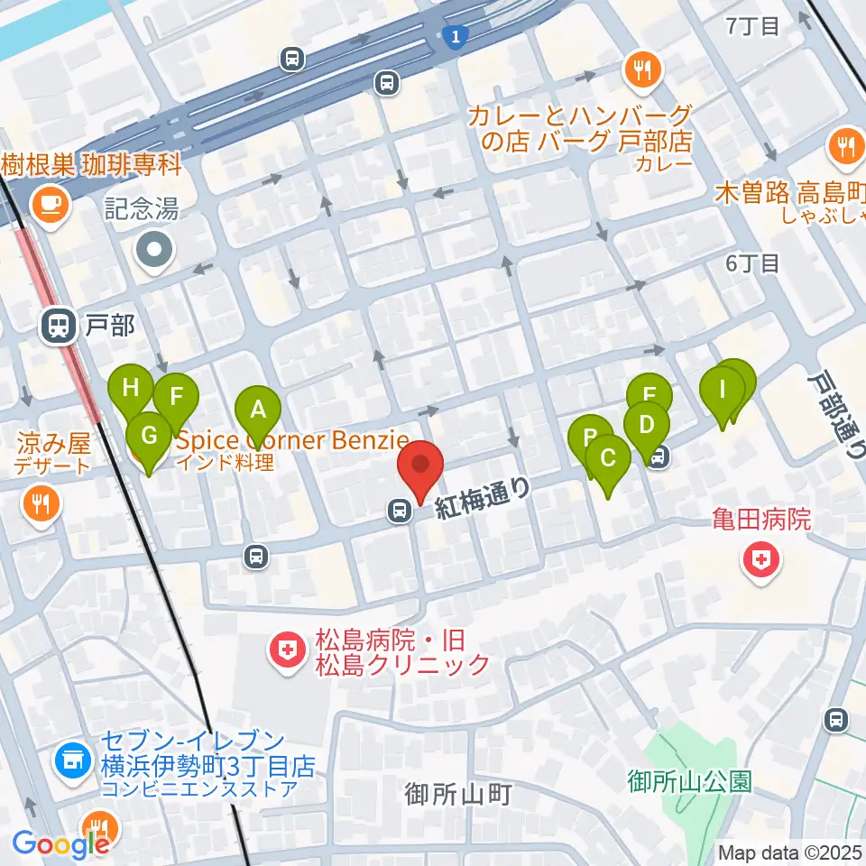 ボヌールサロン周辺のファミレス・ファーストフード一覧地図