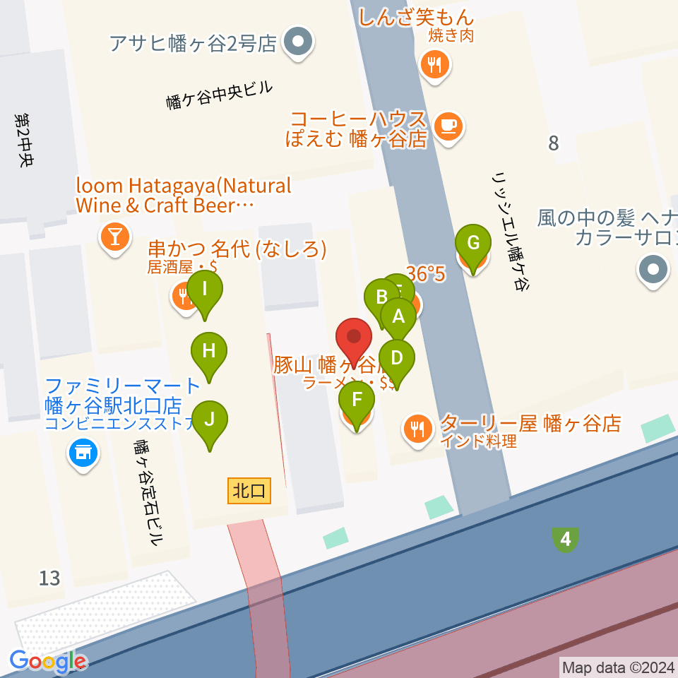 幡ヶ谷36°5周辺のファミレス・ファーストフード一覧地図