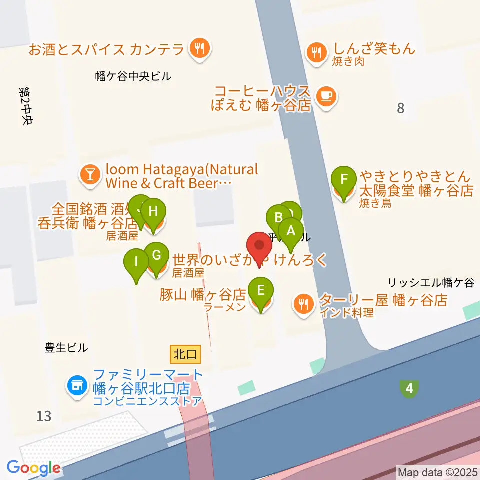 幡ヶ谷36°5周辺のファミレス・ファーストフード一覧地図