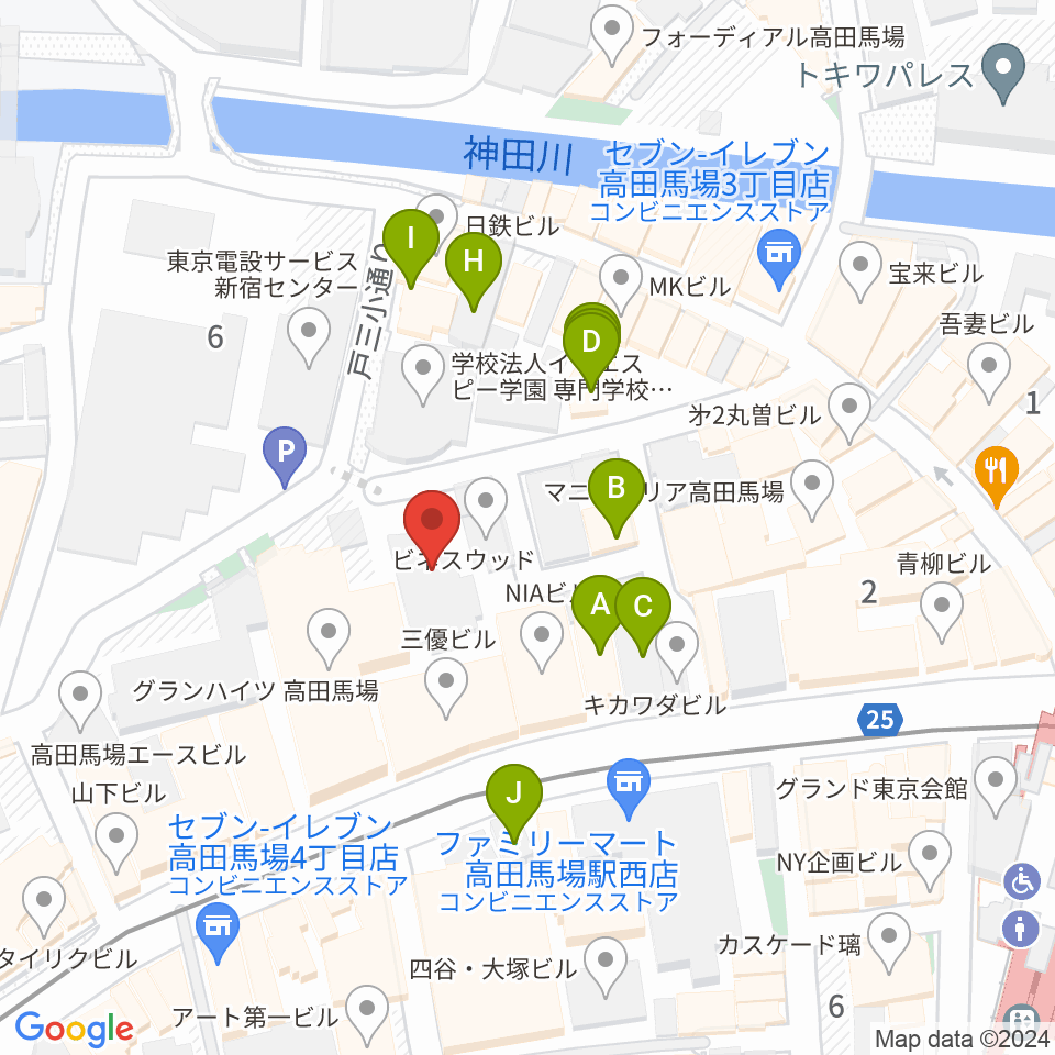 専門学校ESPエンタテインメント東京周辺のファミレス・ファーストフード一覧地図