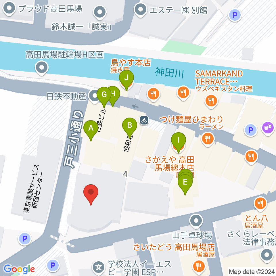 ESPエンタテインメント東京 12号館club 1ne2wo周辺のファミレス・ファーストフード一覧地図