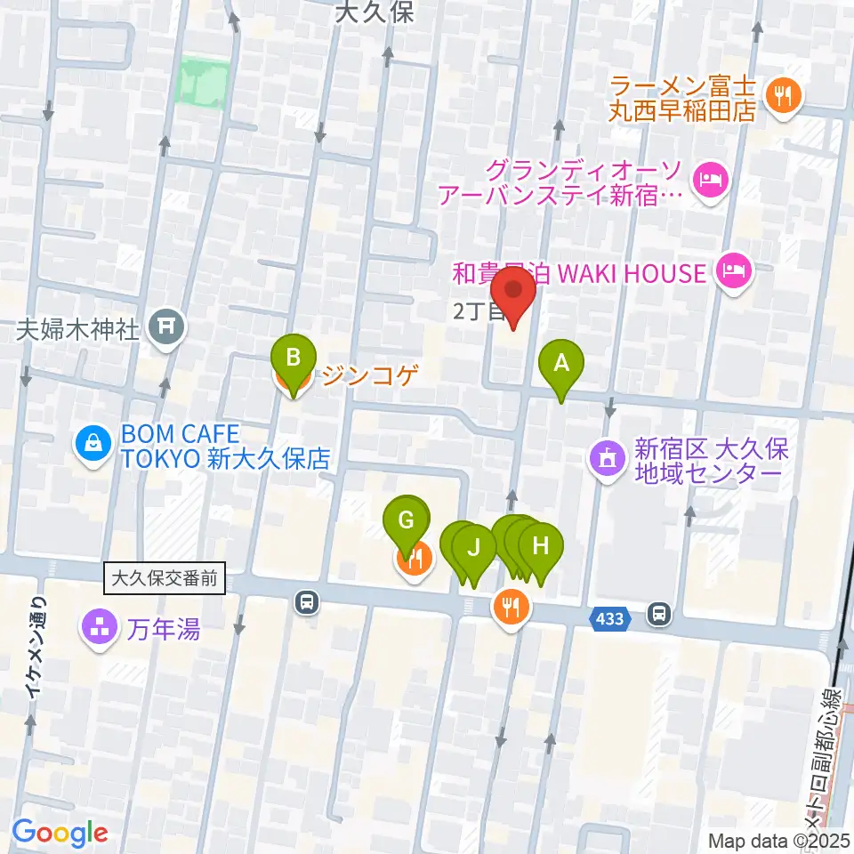 音楽センターおんがく教室周辺のファミレス・ファーストフード一覧地図