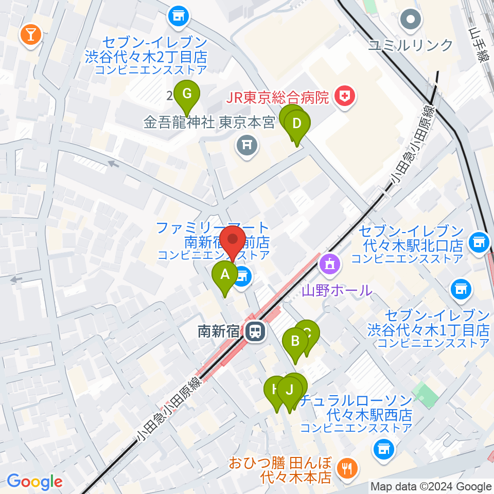 BC WORLDスタジオ周辺のファミレス・ファーストフード一覧地図