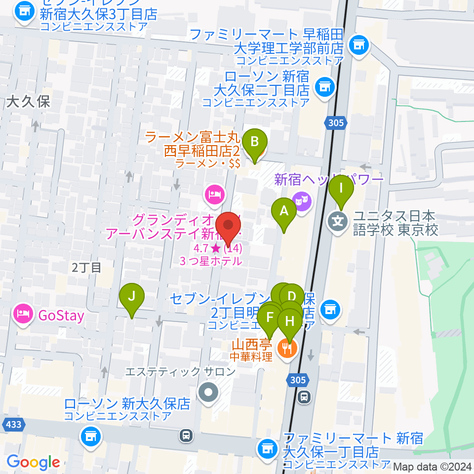 プリメラギター社周辺のファミレス・ファーストフード一覧地図